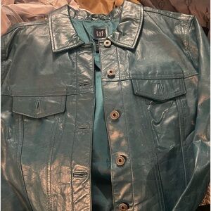 Gap green leather jacket